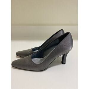 Stuart Weitzman slate gray‎ silver shimmer evening heels pumps size 6